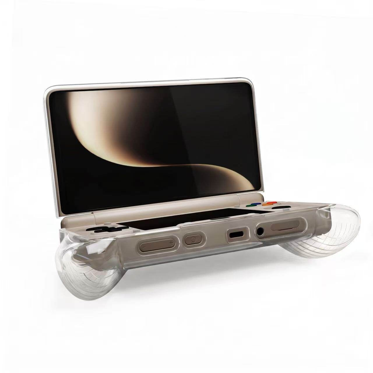 AYN THOR clear TPU case installed on handheld for drop and scratch protection