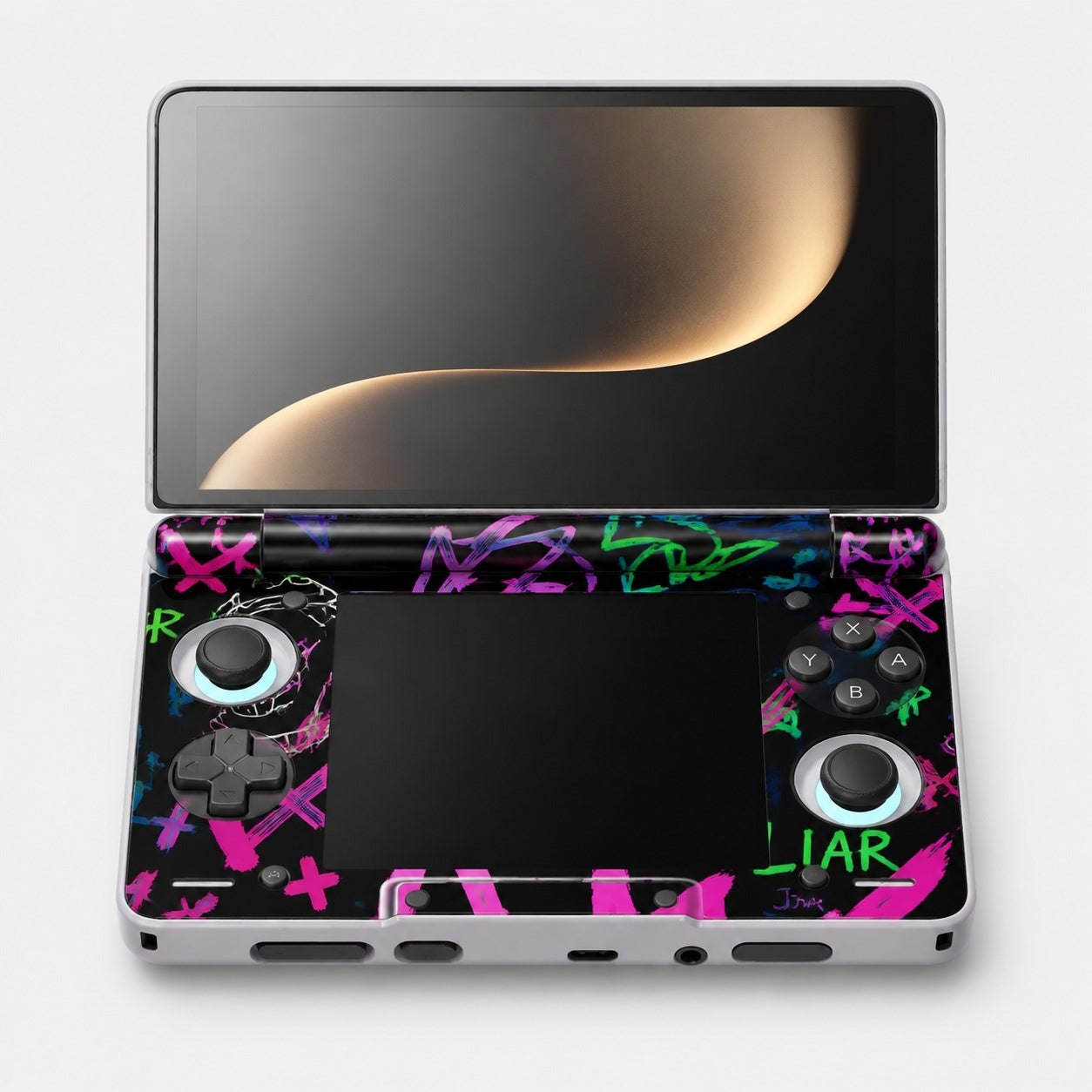 Cyber Bloom AYN THOR vinyl skin detail with precise cutouts and coverage